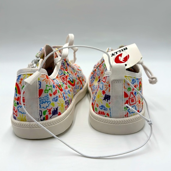 NWT BILLY Footwear LowTop Sneakers Big Girl White with Rainbow House Print - Picture 9 of 12